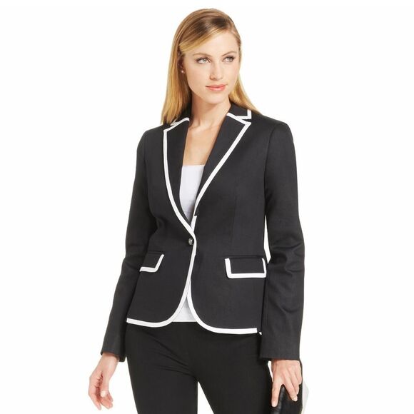 New! JONES NEW YORK Petite Women's Blazer Jacket 1-Button Refined Denim Size 10P - Picture 1 of 2